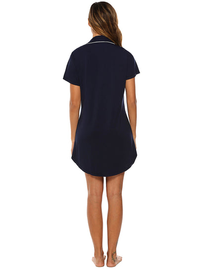 Short Sleeve Nightie - Navy