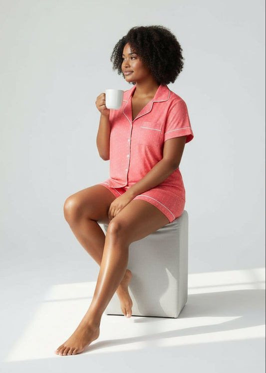 Coral Pink Bamboo Short Pyjama Set – Sophie