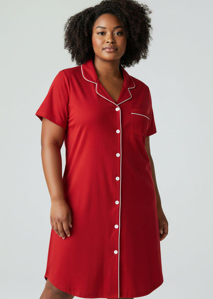 Short Sleeve Nightie - Red