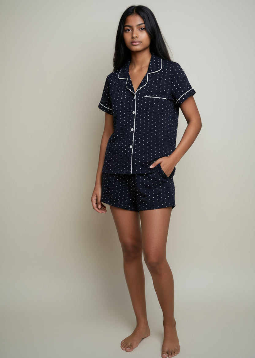 Navy Bamboo Short PJ Set – Dorothy