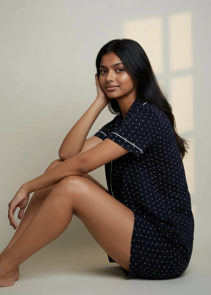 Navy Bamboo Short PJ Set – Dorothy