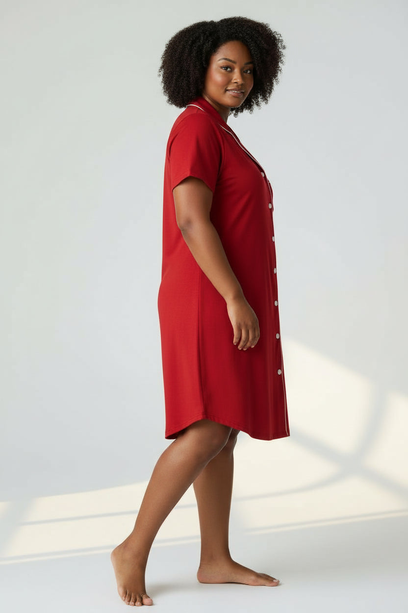 Short Sleeve Nightie - Red