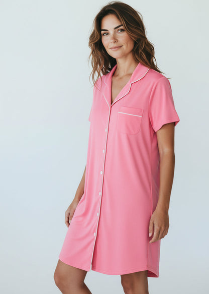 Short Sleeve Nightie - Riley Coral