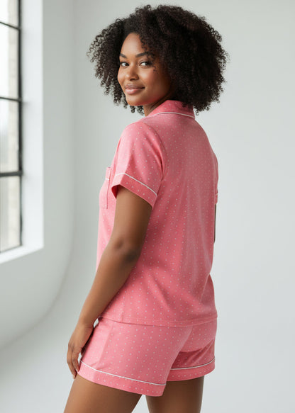 Coral Pink Bamboo Short Pyjama Set – Sophie (XL,2XL)