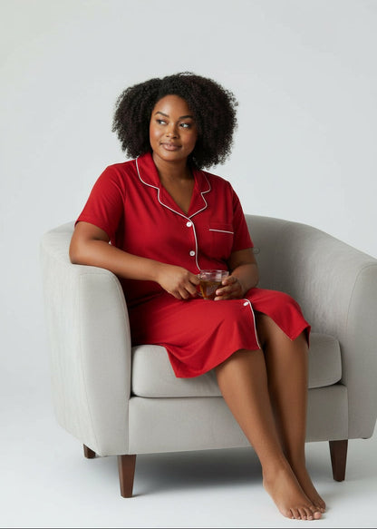 Short Sleeve Nightie - Red