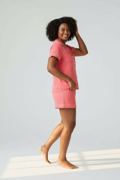 Coral Pink Bamboo Short Pyjama Set – Sophie (XL,2XL)
