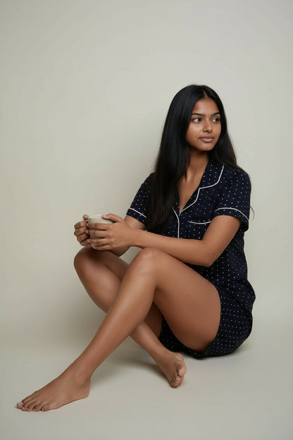 Navy Bamboo Short PJ Set – Dorothy