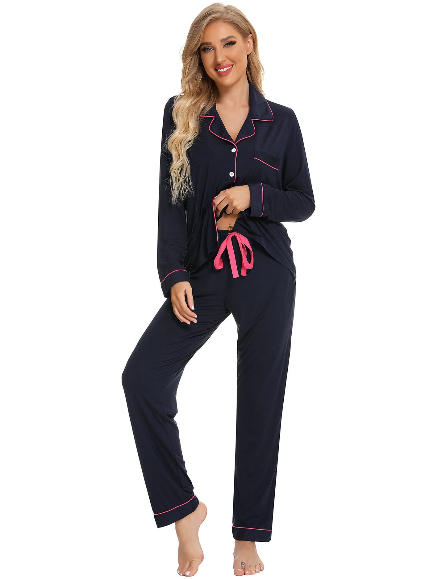Long Sleeve Buttoned Bamboo PJ's Set - Dion